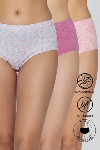 Buy Zivame Medium Rise Full Coverage Hipster Panty (Pack of 3) - Multicolor